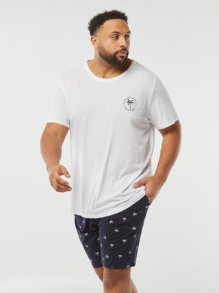 Pijama estampado t-shirt + calções - 2 peças