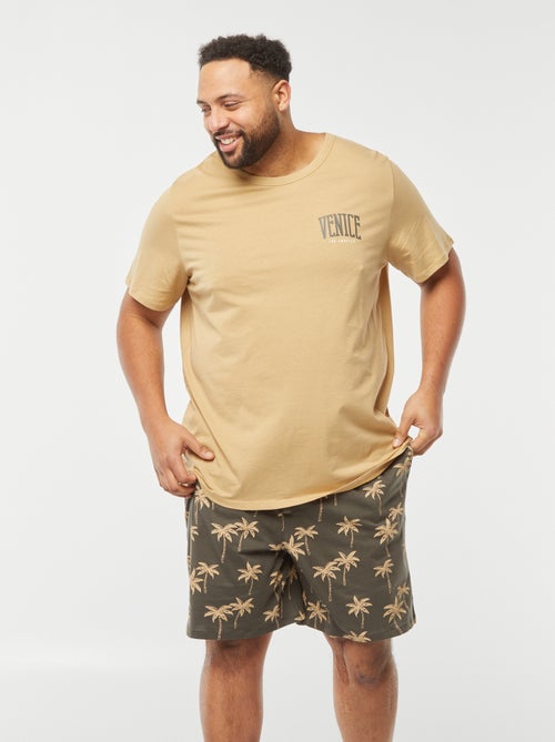 Pijama estampado t-shirt + calções - 2 peças - Kiabi