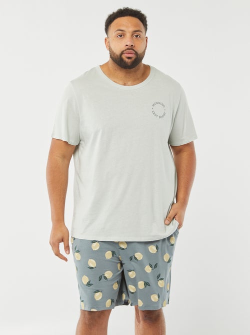 Pijama estampado t-shirt + calções - 2 peças - Kiabi
