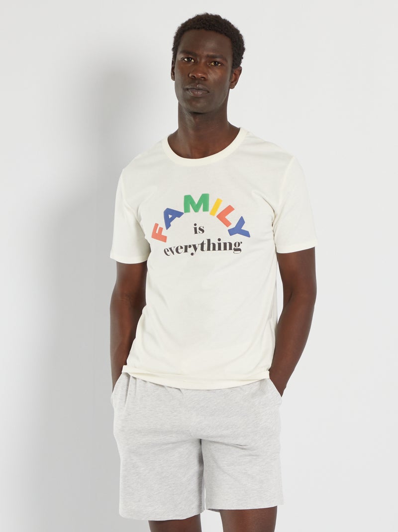 Pijama 'Family' em algodão BRANCO - Kiabi
