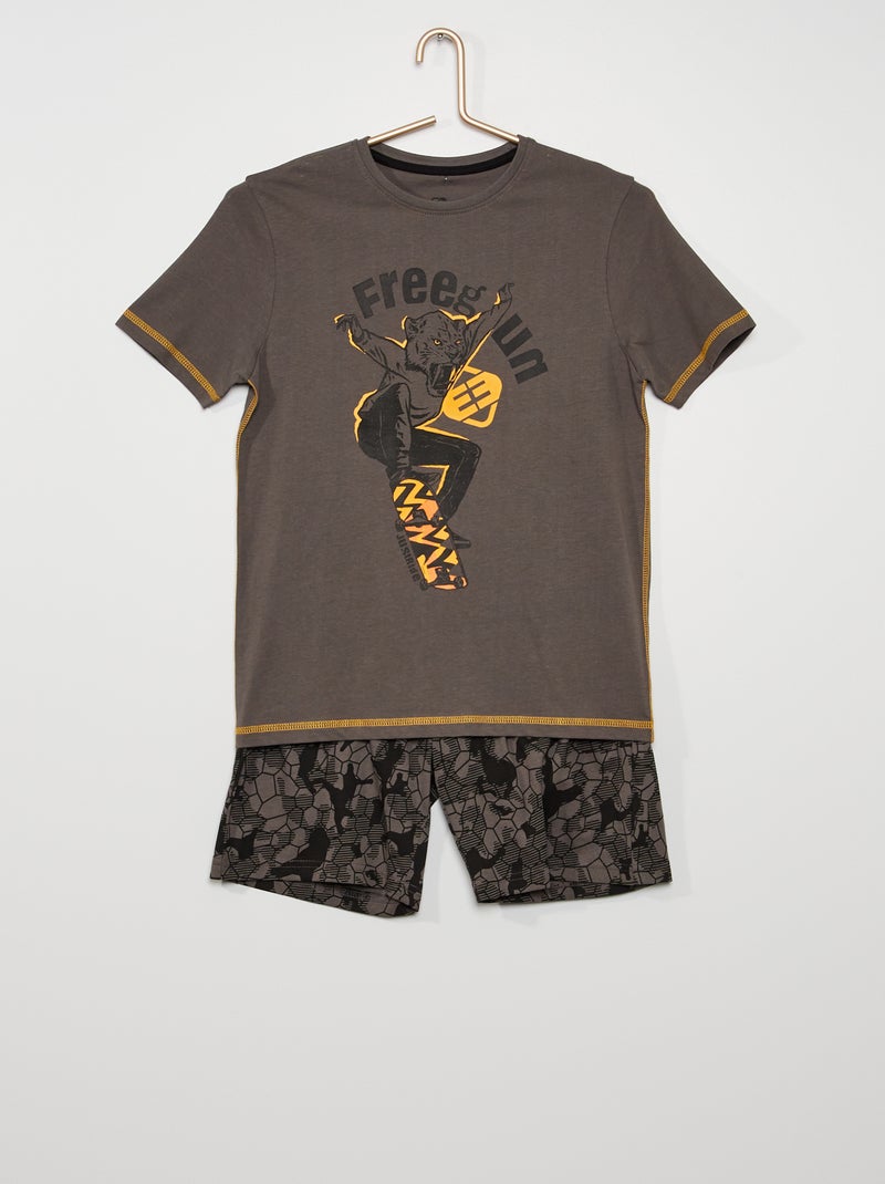 Pijama 'Freegun' t-shirt e calções Preto - Kiabi