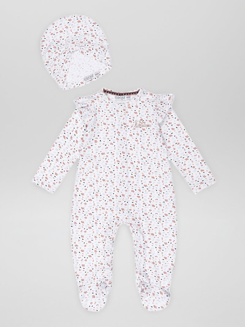 Pijama + gorro 'florido' Rosa - Kiabi