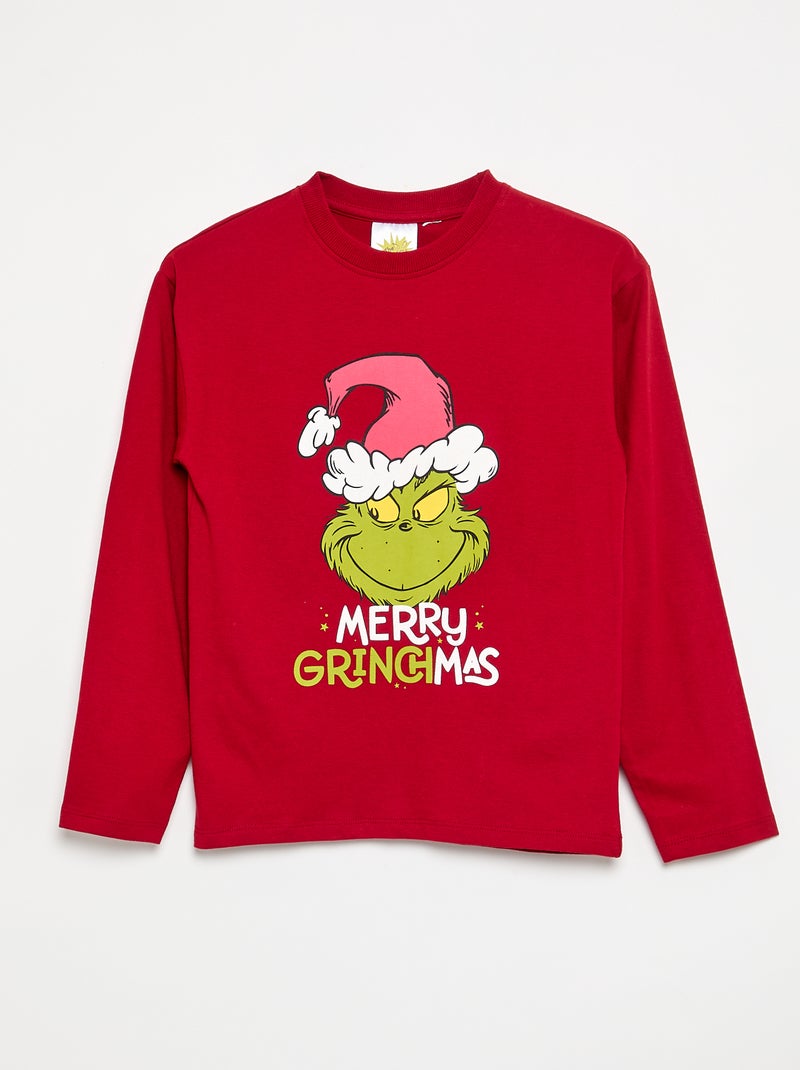 Pijama 'Grinch' de 2 peças - T-shirt de manga comprida + calças Vermelho - Kiabi