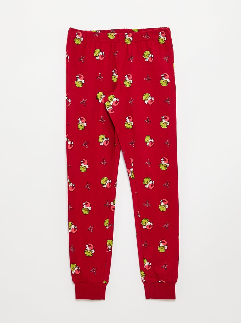 Pijama 'Grinch' de 2 peças - T-shirt de manga comprida + calças Vermelho - Kiabi