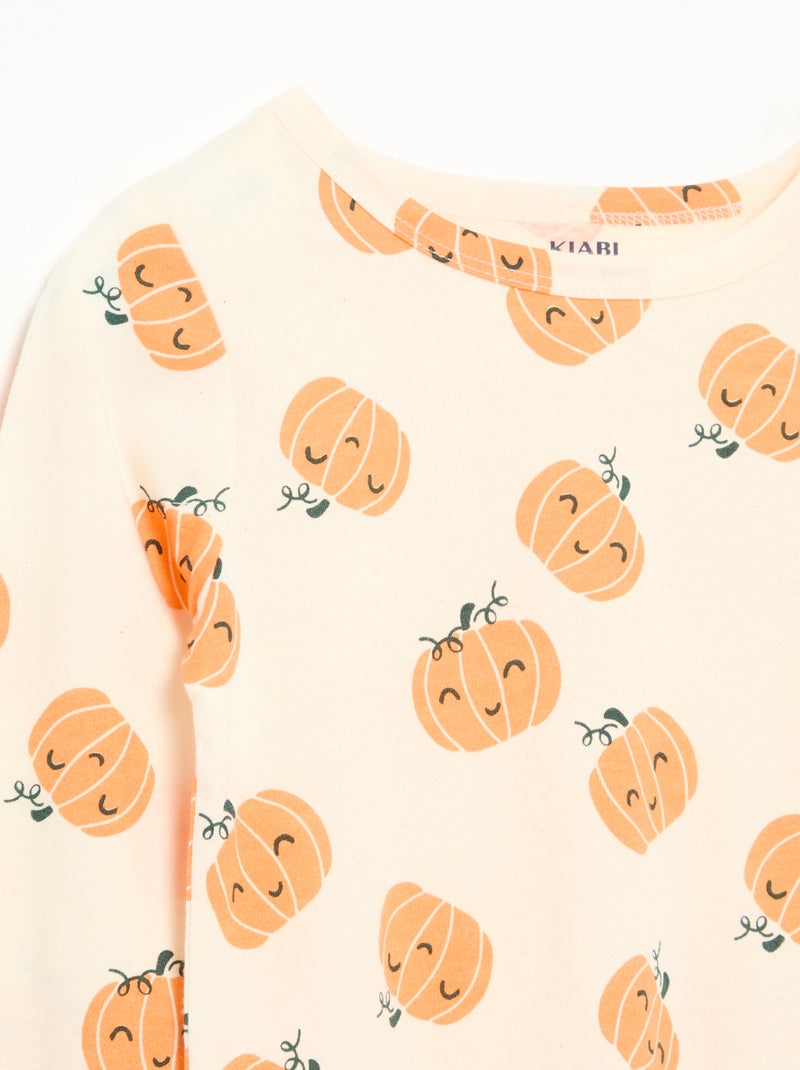 Pijama 'Halloween' 2 peças - T-shirt de manga comprida + calças Bege - Kiabi