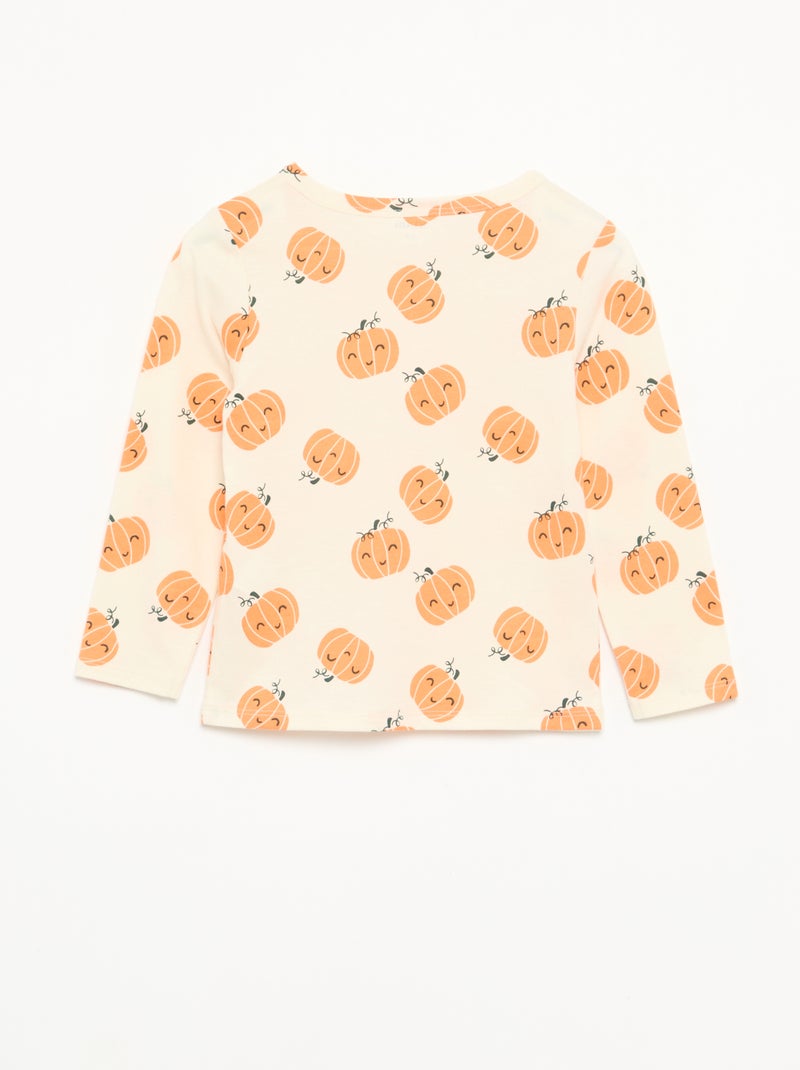Pijama 'Halloween' 2 peças - T-shirt de manga comprida + calças Bege - Kiabi
