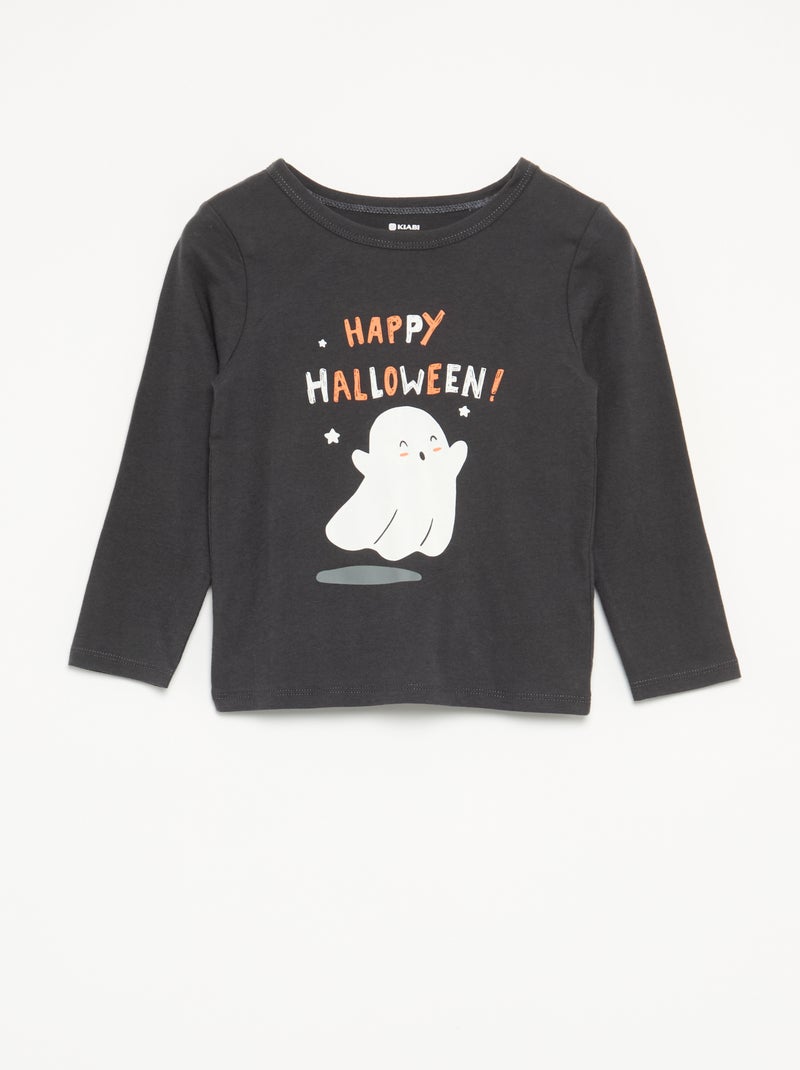 Pijama 'Halloween' de 2 peças - T-shirt de manga comprida + calças Preto - Kiabi