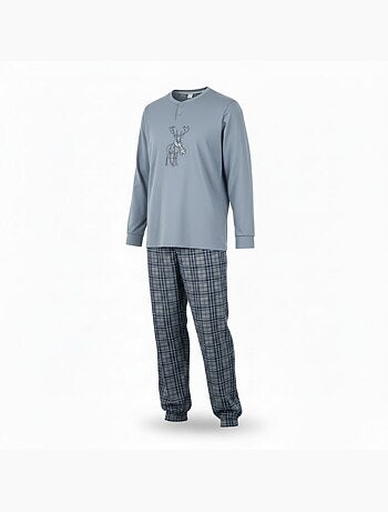 Pijama homem algodão bordado veado escocês ozabi