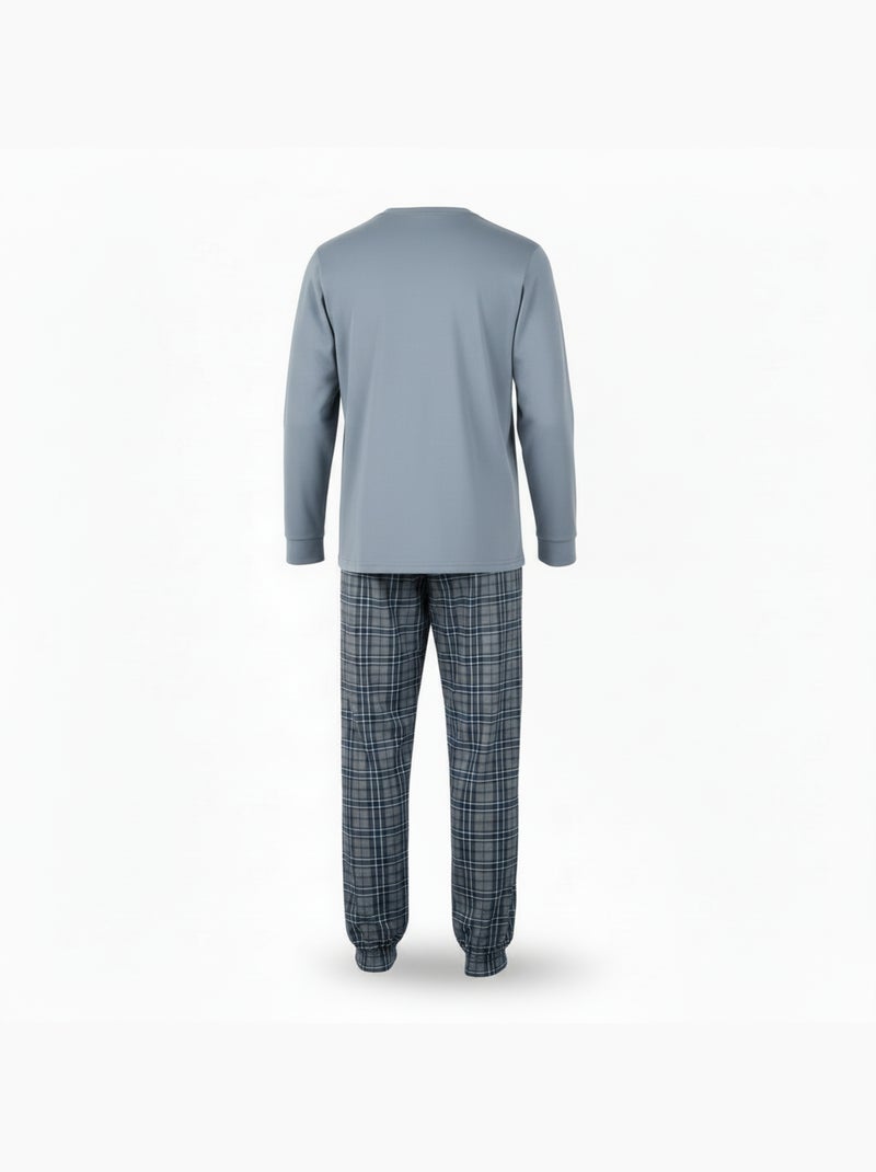 Pijama homem algodão bordado veado escocês ozabi Azul - Kiabi