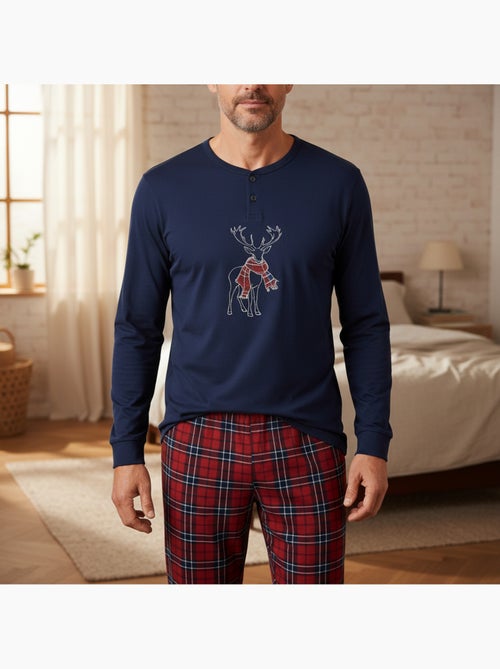 Pijama homem algodão bordado veado escocês ozabi - Kiabi Pijama homem algodão bordado veado escocês ozabi - Kiabi
