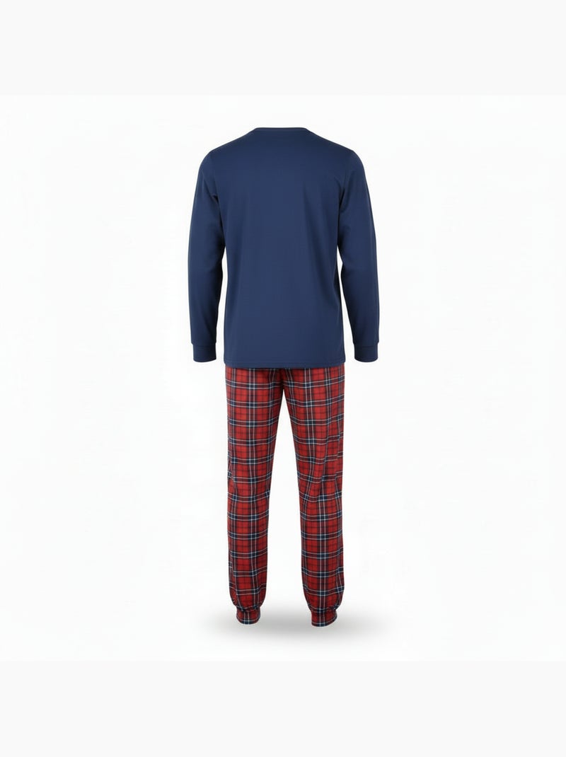 Pijama homem algodão bordado veado escocês ozabi Azul-marinho - Kiabi