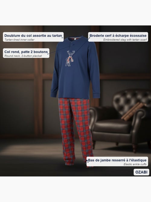 Pijama homem algodão bordado veado escocês ozabi - Kiabi Pijama homem algodão bordado veado escocês ozabi - Kiabi