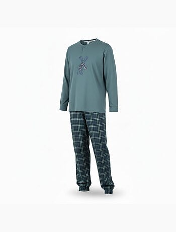 Pijama homem algodão bordado veado escocês ozabi