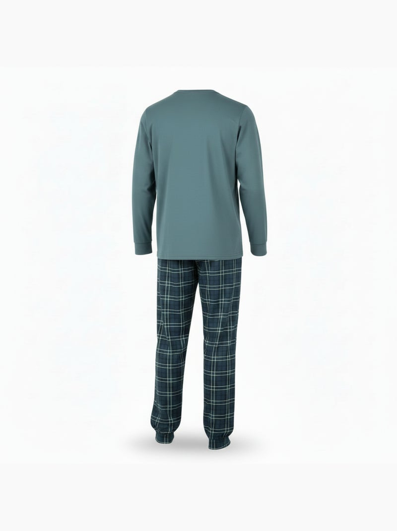 Pijama homem algodão bordado veado escocês ozabi Cáqui - Kiabi