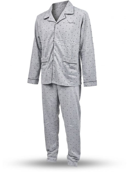 Pijama Homem Comprido Botões Gola Camisa OZABI Suave - Kiabi Pijama Homem Comprido Botões Gola Camisa OZABI Suave - Kiabi