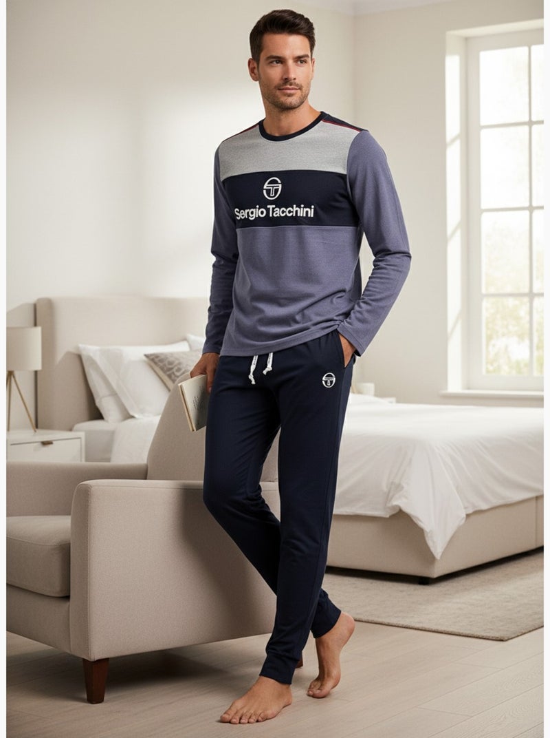 Pijama Homem Comprido SERGIO TACCHINI Azul Cinza Preto - Kiabi