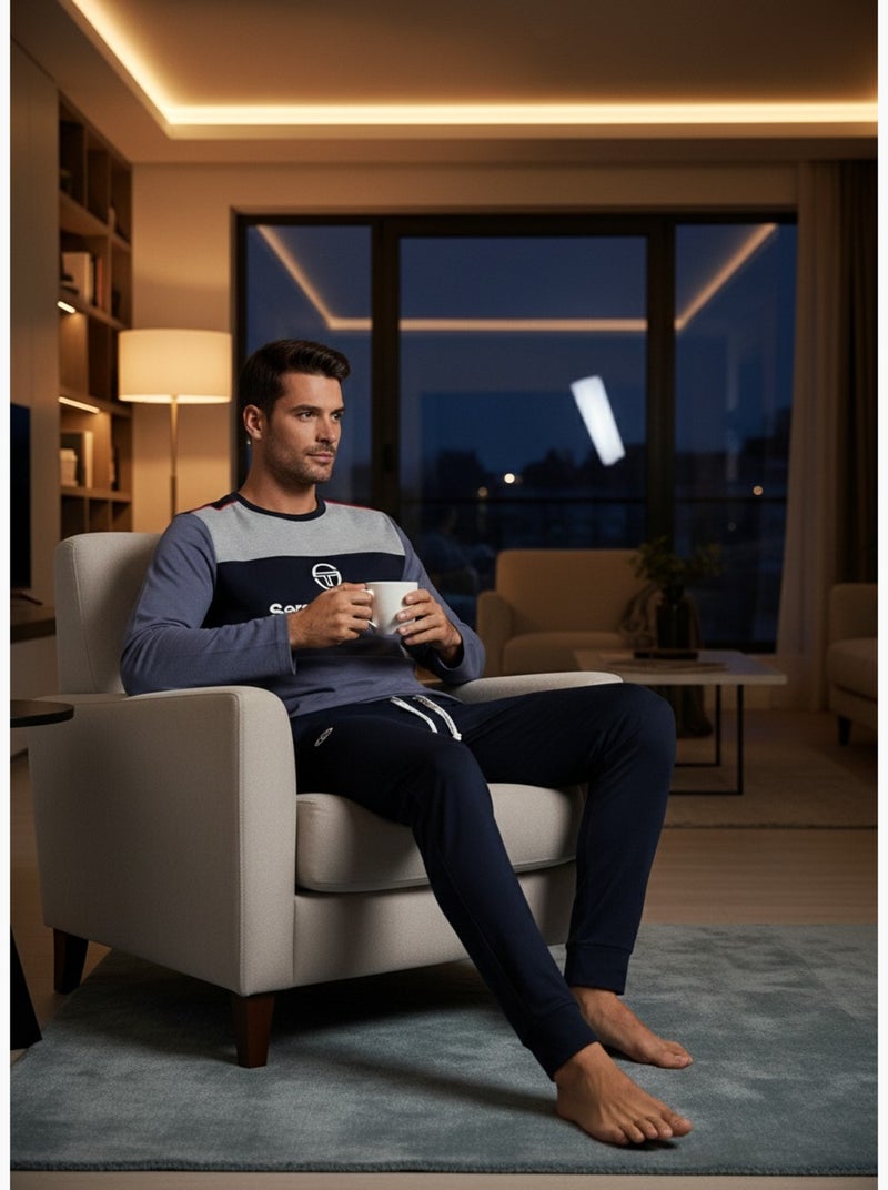 Pijama Homem Comprido SERGIO TACCHINI Azul Cinza Preto - Kiabi