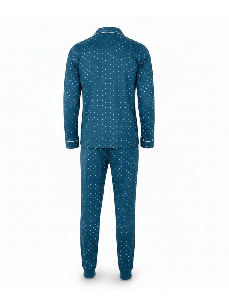 Pijama homem duplo polar abotoado bolinhas ozabi Azul - Kiabi