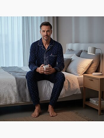 Pijama homem duplo polar abotoado bolinhas ozabi