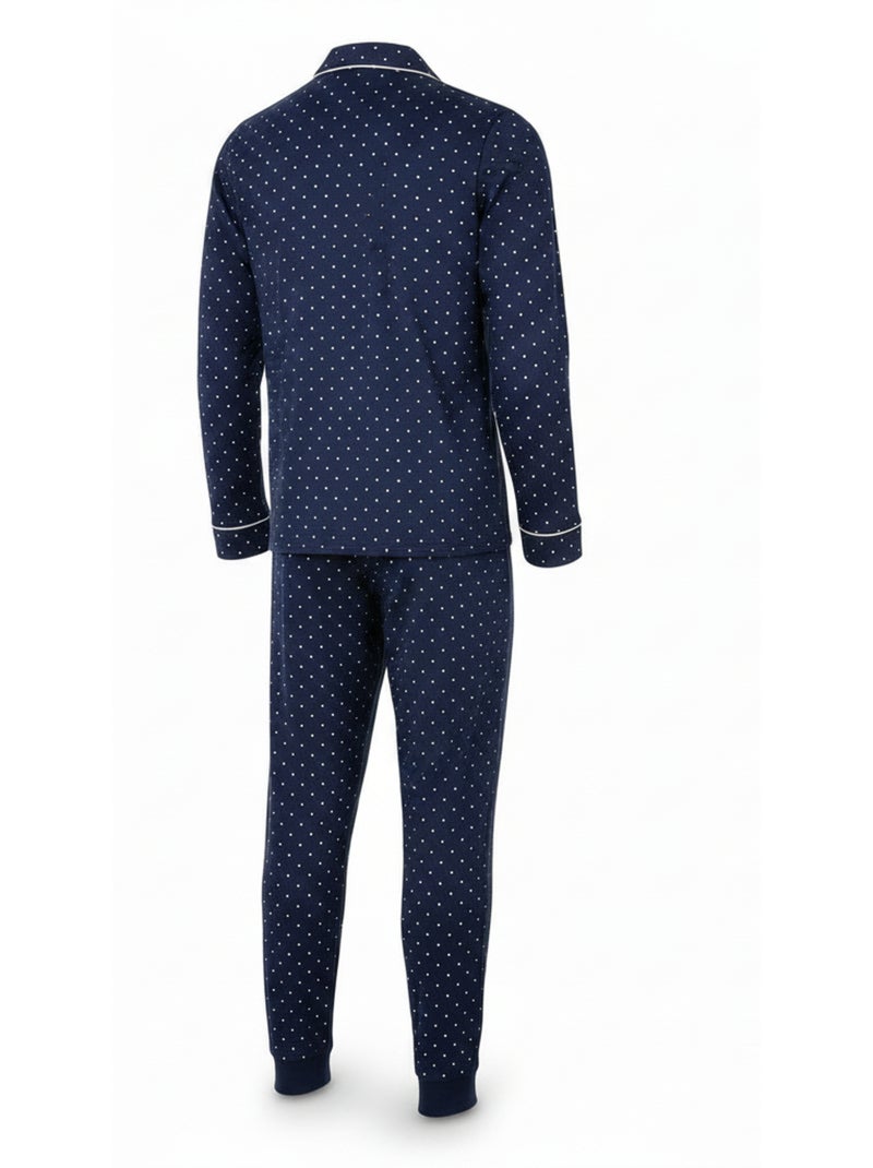 Pijama homem duplo polar abotoado bolinhas ozabi Azul-marinho - Kiabi