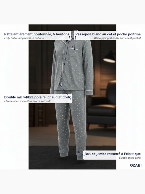 Pijama homem duplo polar abotoado bolinhas ozabi - Kiabi Pijama homem duplo polar abotoado bolinhas ozabi - Kiabi
