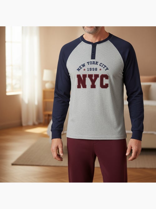 Pijama homem forrado polar bordado new york ozabi - Kiabi Pijama homem forrado polar bordado new york ozabi - Kiabi