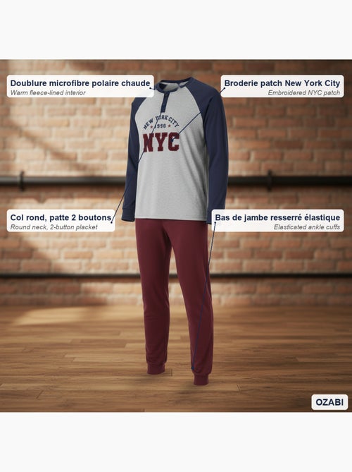 Pijama homem forrado polar bordado new york ozabi - Kiabi Pijama homem forrado polar bordado new york ozabi - Kiabi