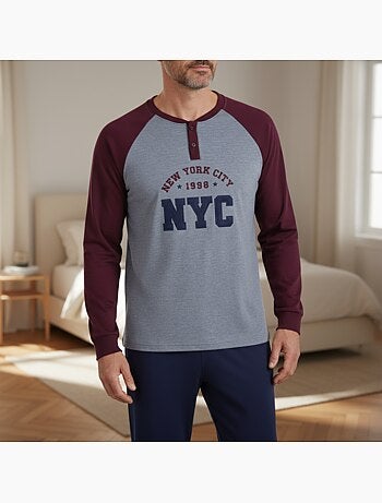 Pijama homem forrado polar bordado new york ozabi