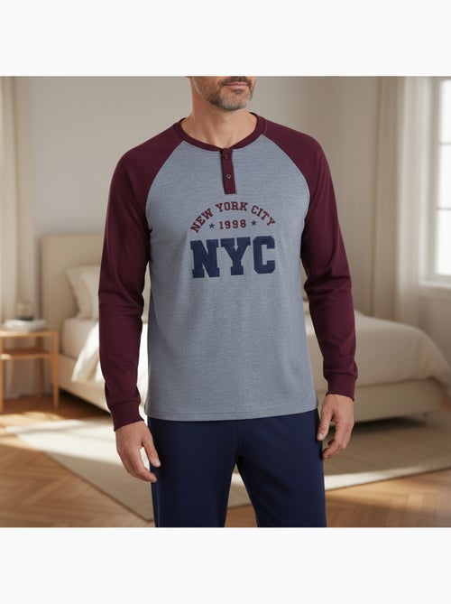 Pijama homem forrado polar bordado new york ozabi - Kiabi Pijama homem forrado polar bordado new york ozabi - Kiabi