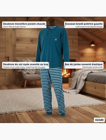 Pijama homem forrado polar com escudo bordado ozabi