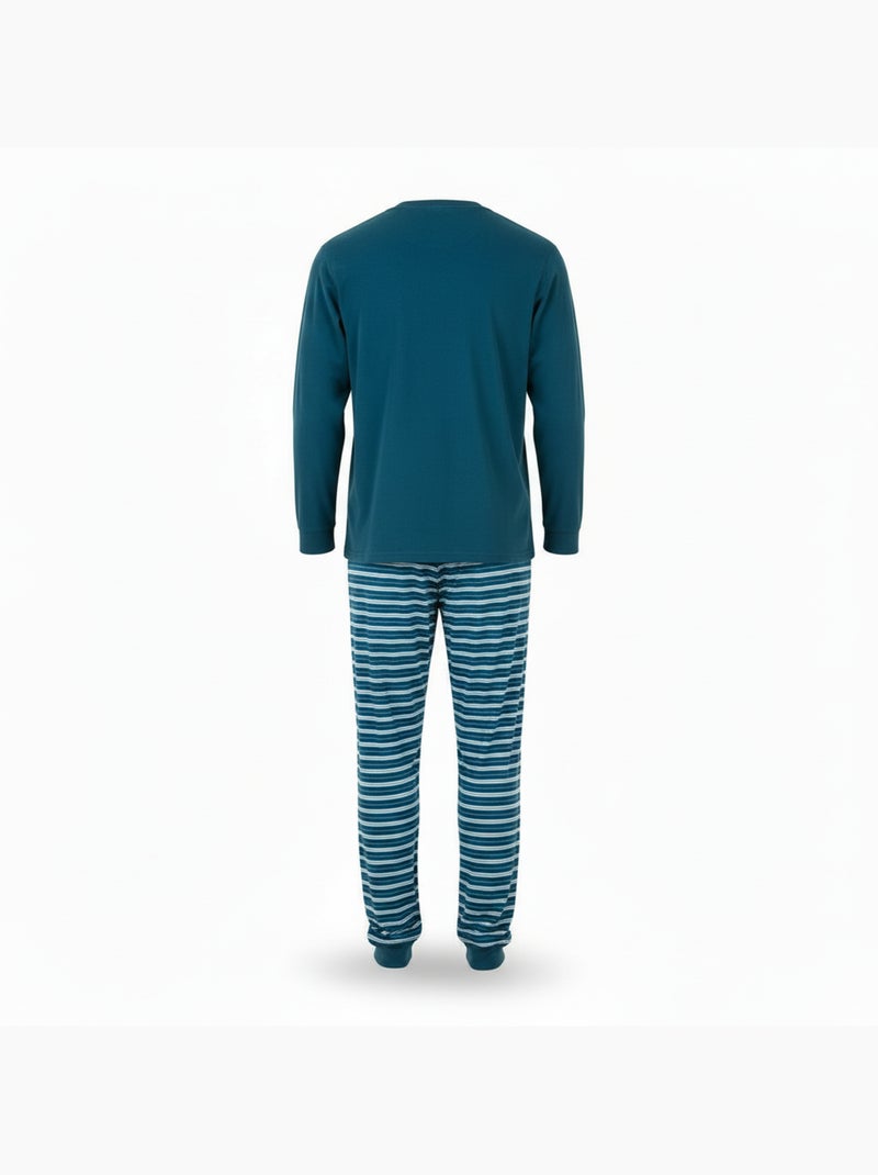 Pijama homem forrado polar com escudo bordado ozabi Azul - Kiabi