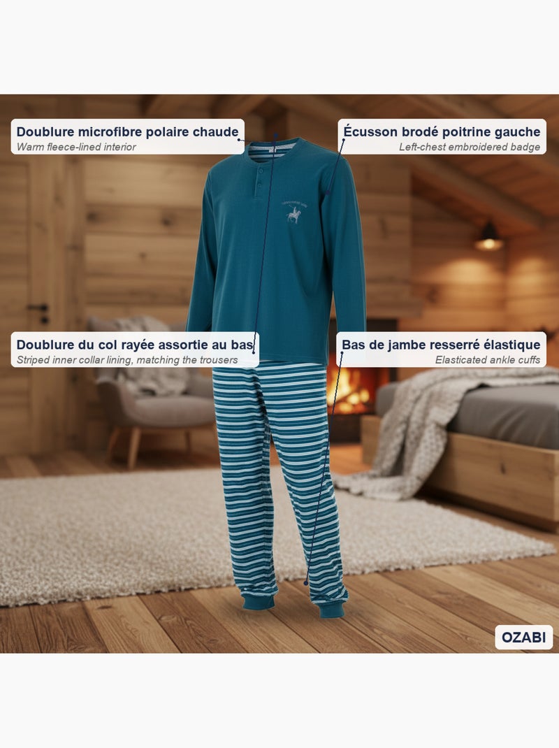 Pijama homem forrado polar com escudo bordado ozabi Azul - Kiabi