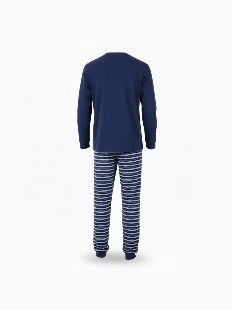 Pijama homem forrado polar com escudo bordado ozabi Azul-marinho - Kiabi
