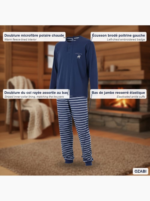 Pijama homem forrado polar com escudo bordado ozabi - Kiabi Pijama homem forrado polar com escudo bordado ozabi - Kiabi
