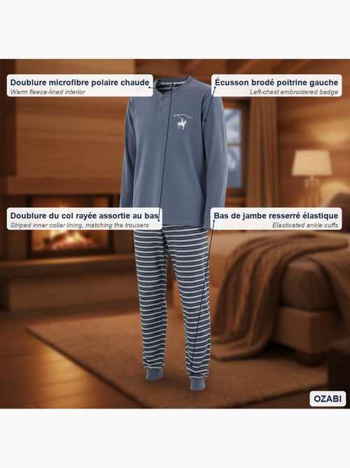 Pijama homem forrado polar com escudo bordado ozabi - Kiabi Pijama homem forrado polar com escudo bordado ozabi - Kiabi