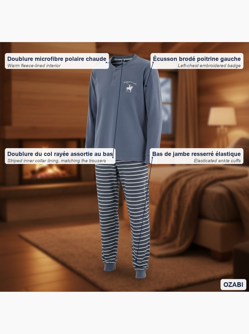 Pijama homem forrado polar com escudo bordado ozabi Cinza - Kiabi
