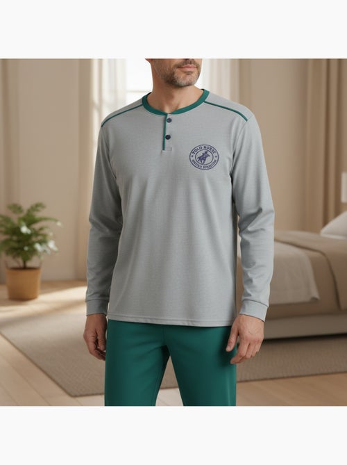Pijama homem forrado polar com escudo bordado ozabi - Kiabi Pijama homem forrado polar com escudo bordado ozabi - Kiabi