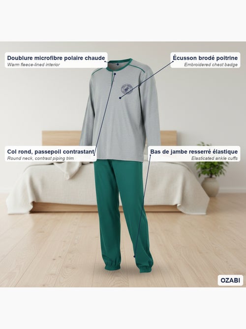 Pijama homem forrado polar com escudo bordado ozabi - Kiabi Pijama homem forrado polar com escudo bordado ozabi - Kiabi