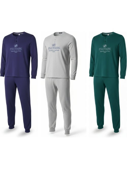 Pijama homem forrado polar ozabi pack 3 cores sortidas - Kiabi