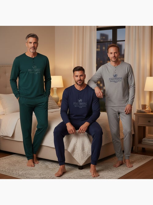 Pijama homem forrado polar ozabi pack 3 cores sortidas - Kiabi