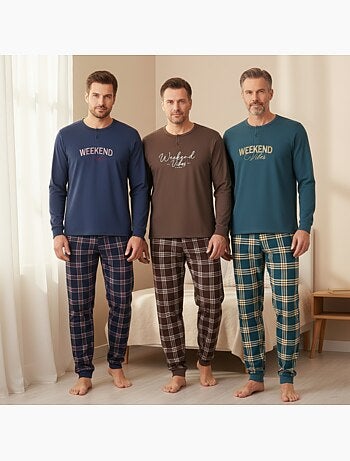 Pijama homem forrado polar ozabi pack 3 cores sortidas