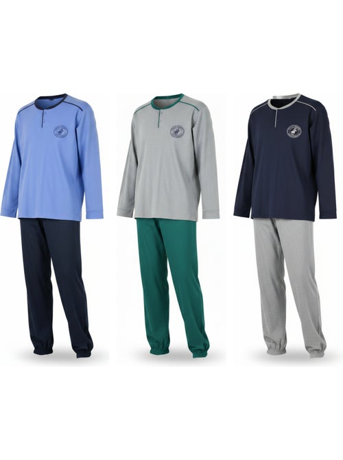 Pijama homem forrado polar ozabi pack 3 cores sortidas - Kiabi