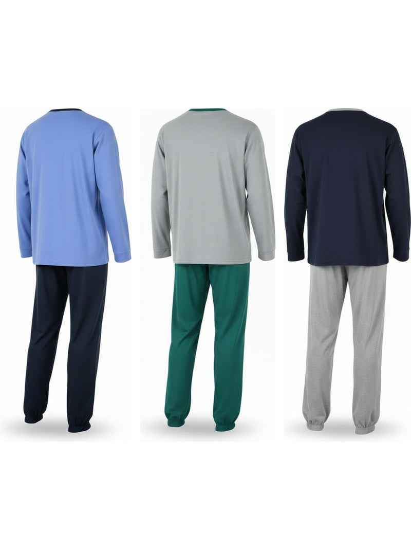 Pijama homem forrado polar ozabi pack 3 cores sortidas Azul Verde - Kiabi