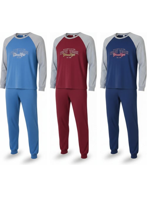 Pijama homem forrado polar ozabi pack 3 cores sortidas - Kiabi Pijama homem forrado polar ozabi pack 3 cores sortidas - Kiabi