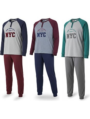 Pijama homem forrado polar ozabi pack 3 cores sortidas