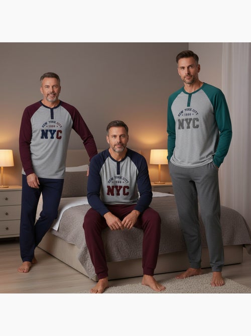 Pijama homem forrado polar ozabi pack 3 cores sortidas - Kiabi