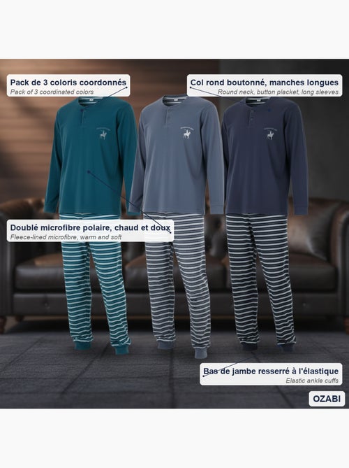 Pijama homem forrado polar ozabi pack 3 cores sortidas - Kiabi Pijama homem forrado polar ozabi pack 3 cores sortidas - Kiabi