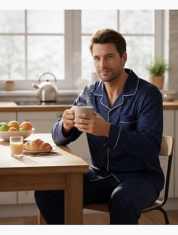 Pijama homem inverno polar abotoado c2529