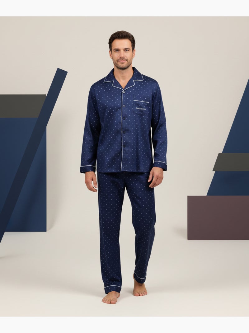 Pijama homem inverno polar abotoado c2529 Azul-marinho - Kiabi