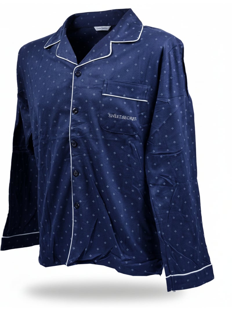 Pijama homem inverno polar abotoado c2529 Azul-marinho - Kiabi